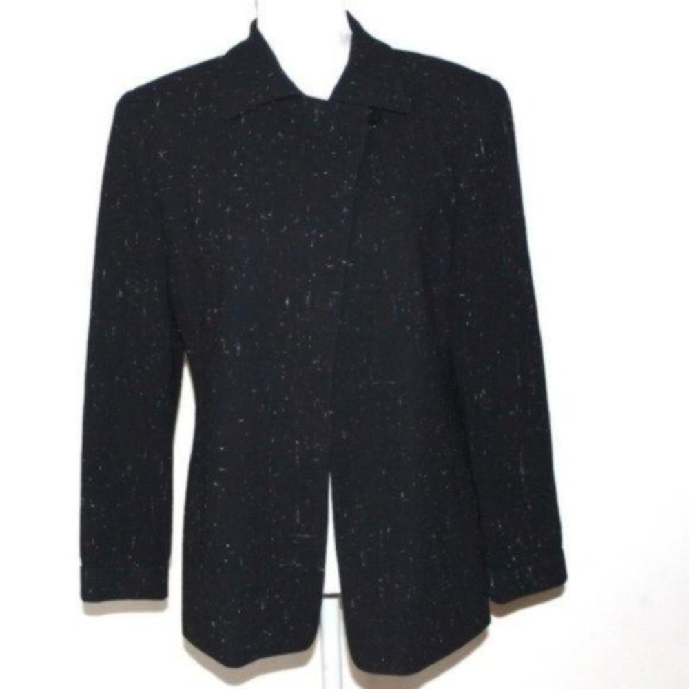 LAFAYETTE 148 New York Tweed Blazer Size 10 Wool open front 2 button neck